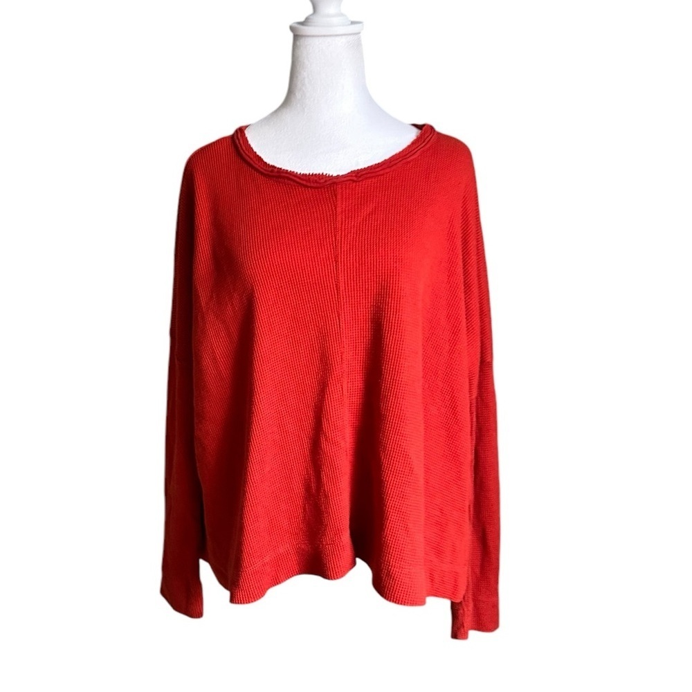 Anthropologie | Nori Red Waffle Knit Thermal Pullover Sweater Over Tunic… - Picture 5 of 17